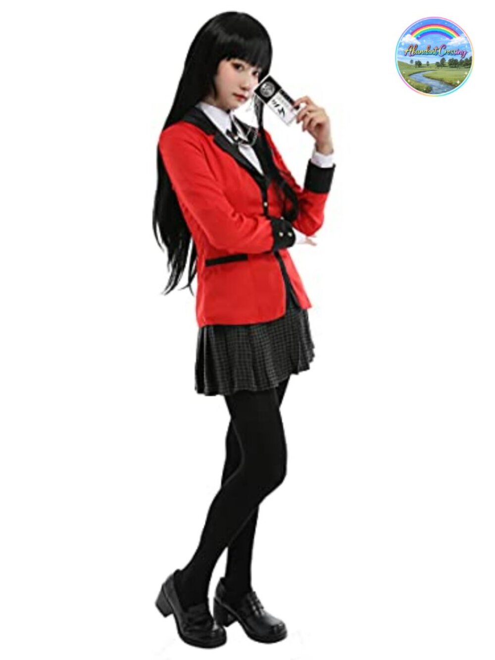 Anime Cosplay School Uniform Costume Houndstooth Skirt Shirt Coat Socks ID